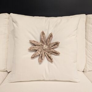 Elegant Cream Accent Pillow with Floral Design